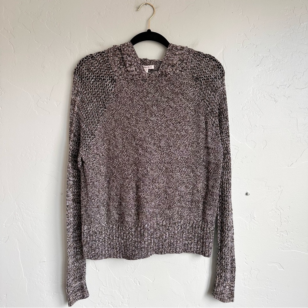 American Eagle Women Green Black Marled Hoodie Sweater Medium‎ EUC Coastal Beach